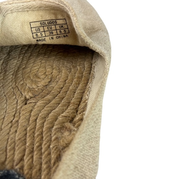 SOLUDOS Espadrille Canvas Beige Wink Winking Eye Flats Slip On Loafers Shoes 8.5 - Picture 3 of 16